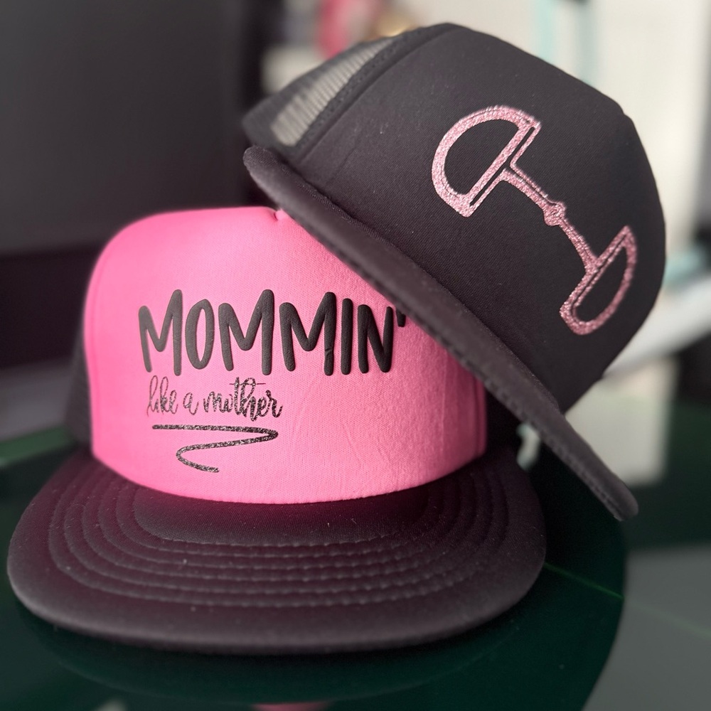 Pink Glitter Snaffle Bit Foam Snapback Hat